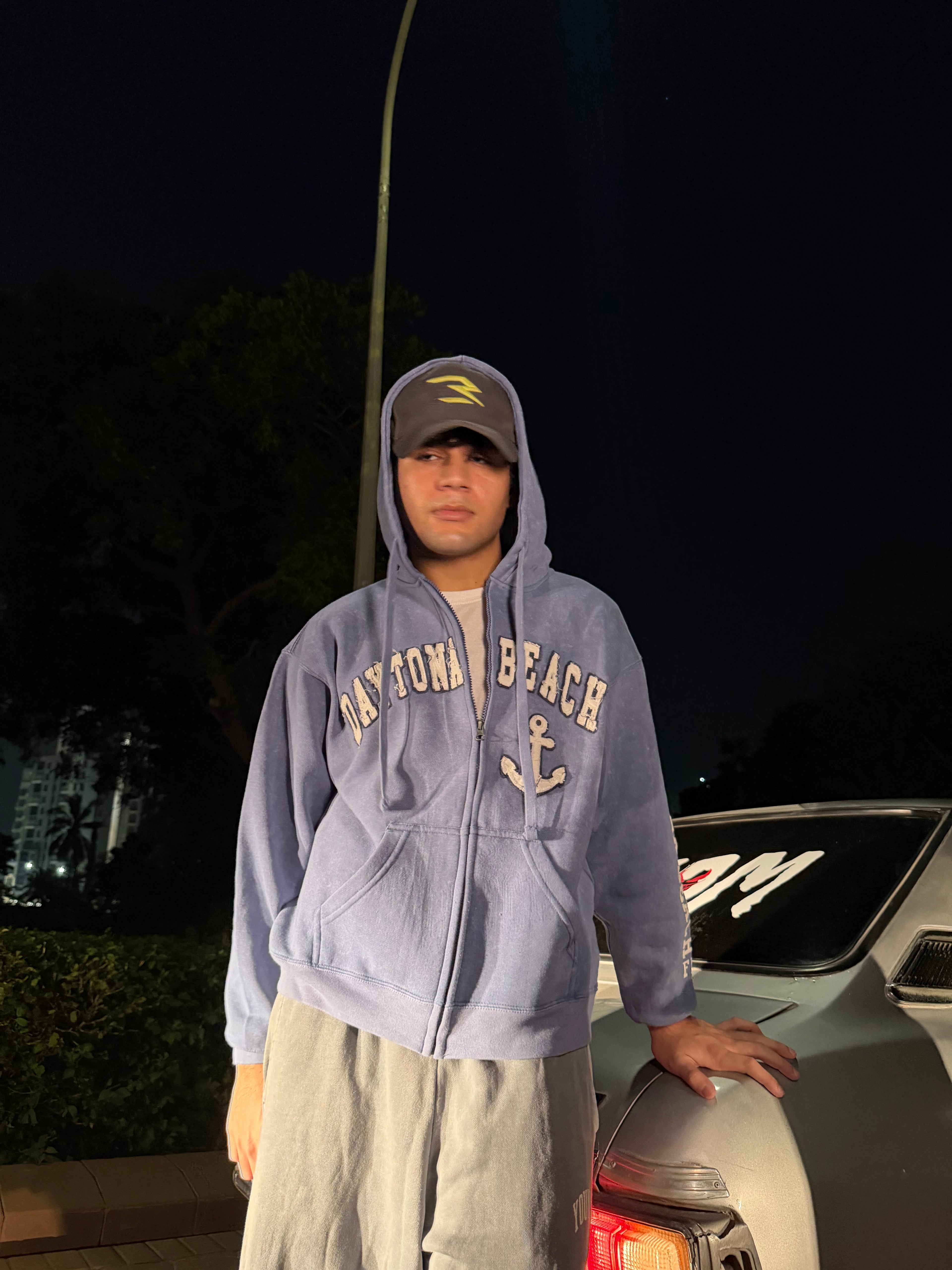 Daytona Hoodie acid wash (Deep sea)