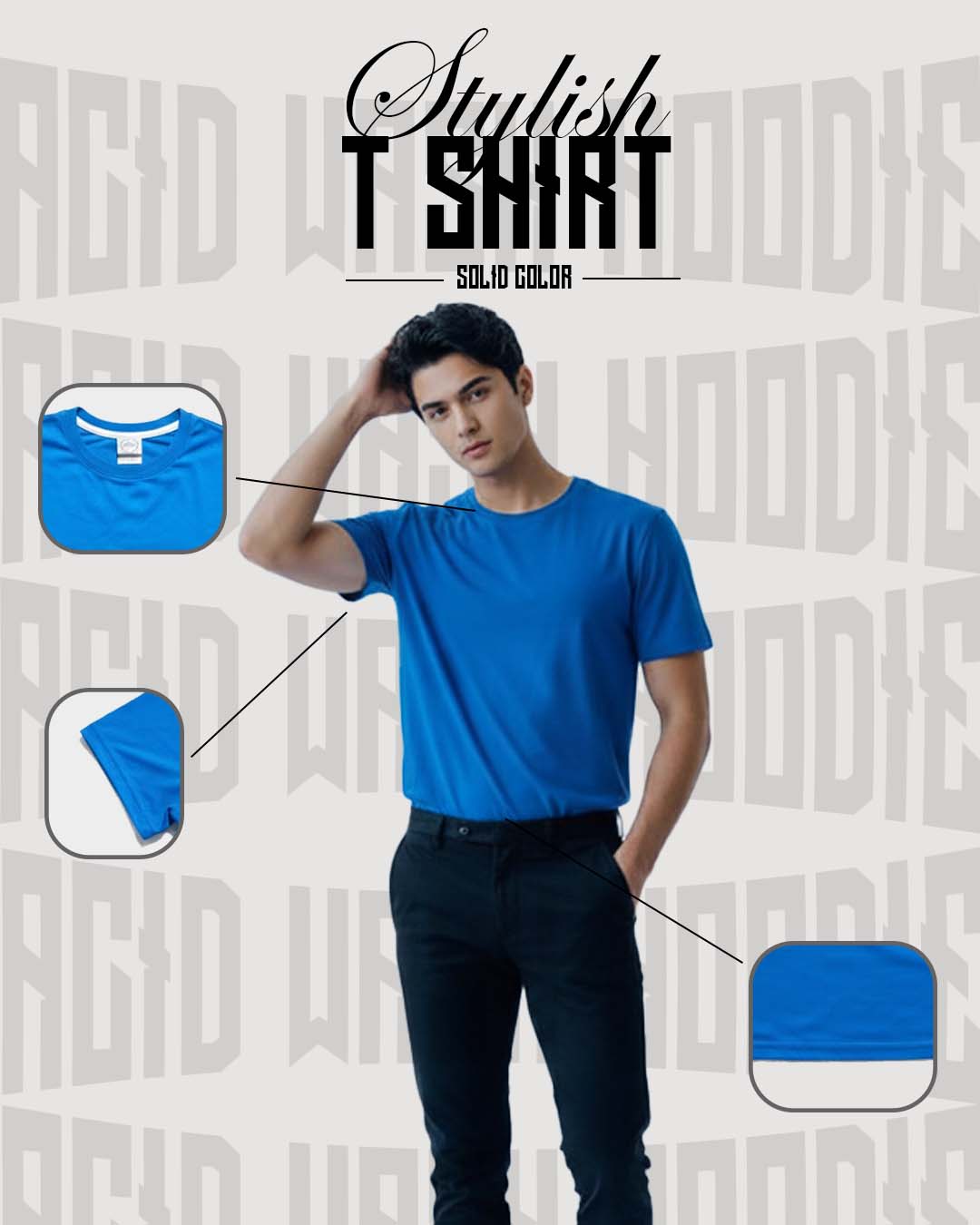 Plain Blue Cotton T-Shirt