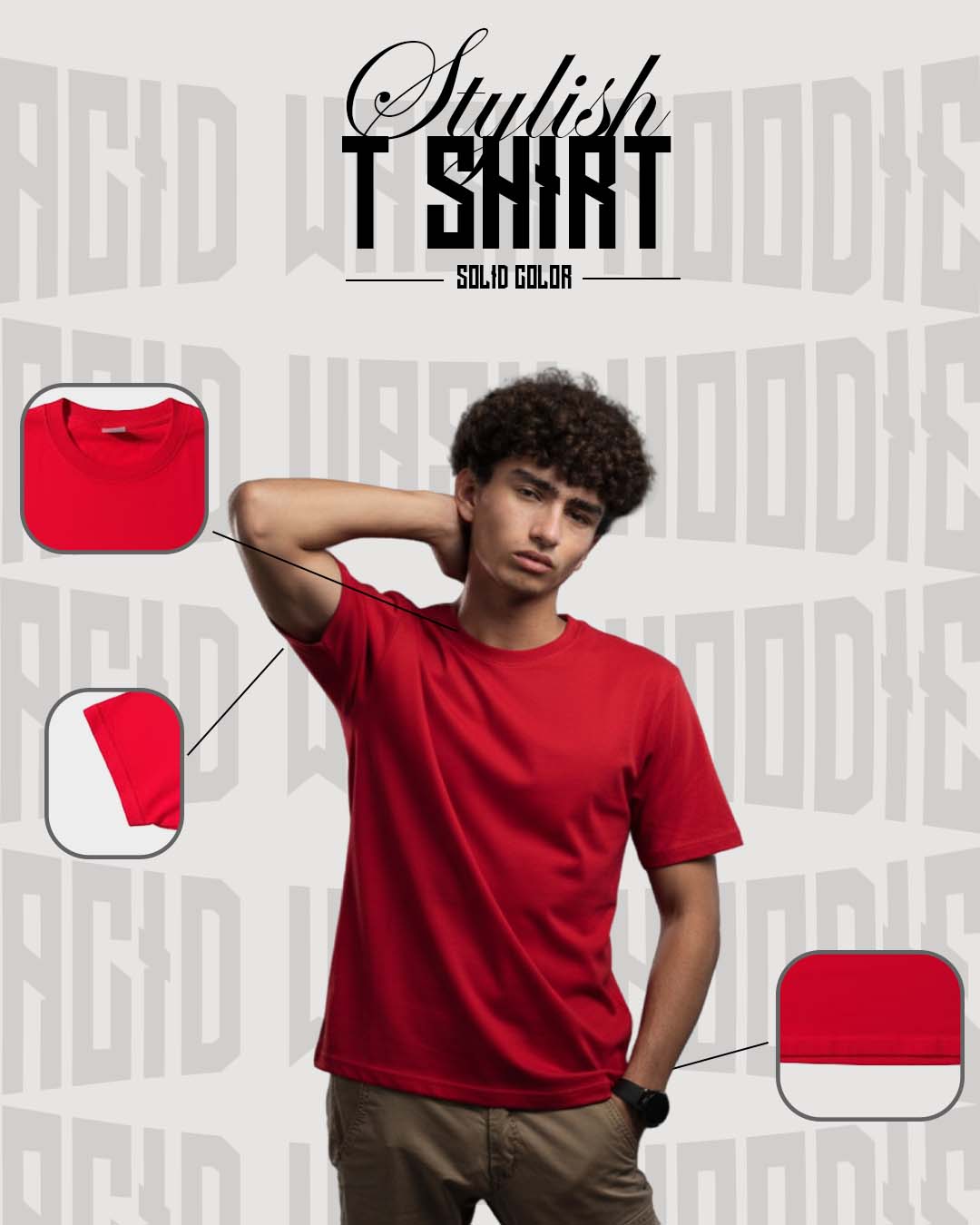 Plain Red Cotton T-Shirt