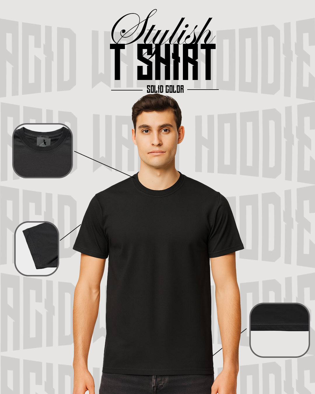 Plain Black Cotton T-Shirt