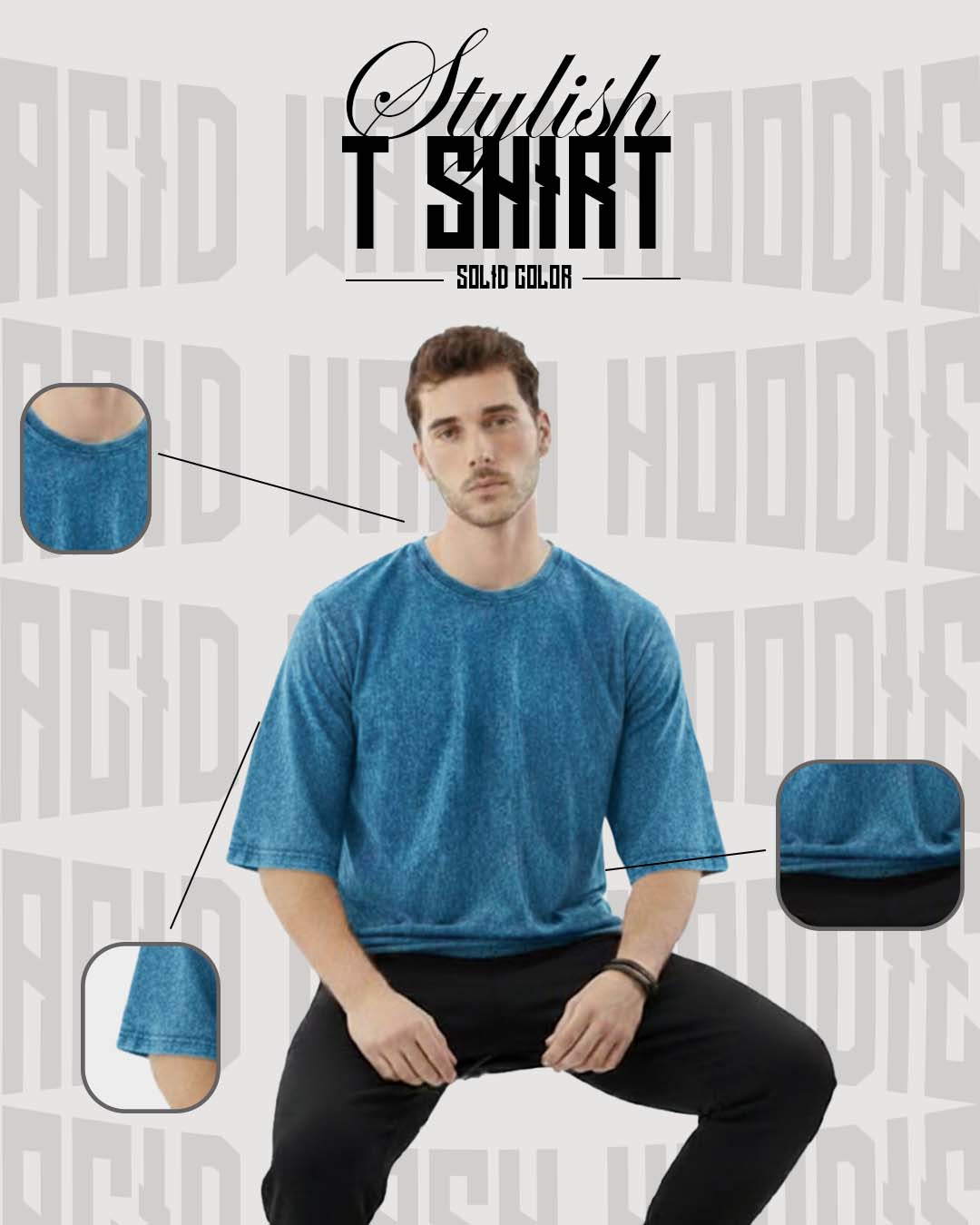 Oversized Ocean Blue Acid Wash T-Shirt