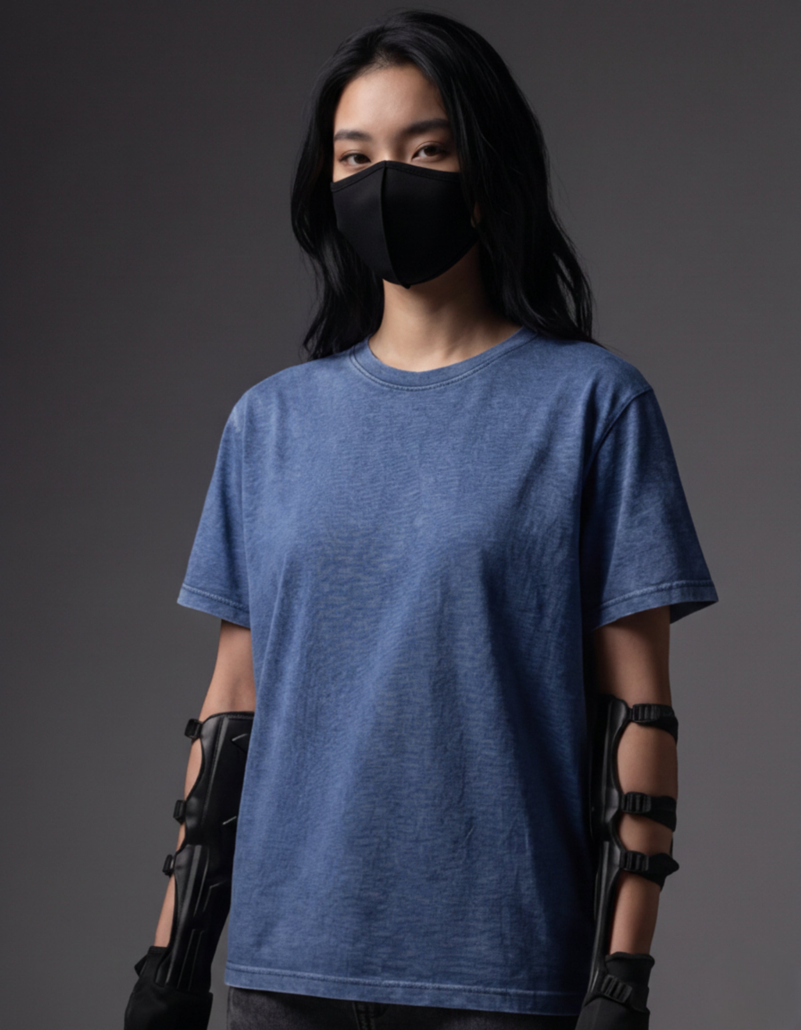 Navy Blue Acid Wash T-Shirt