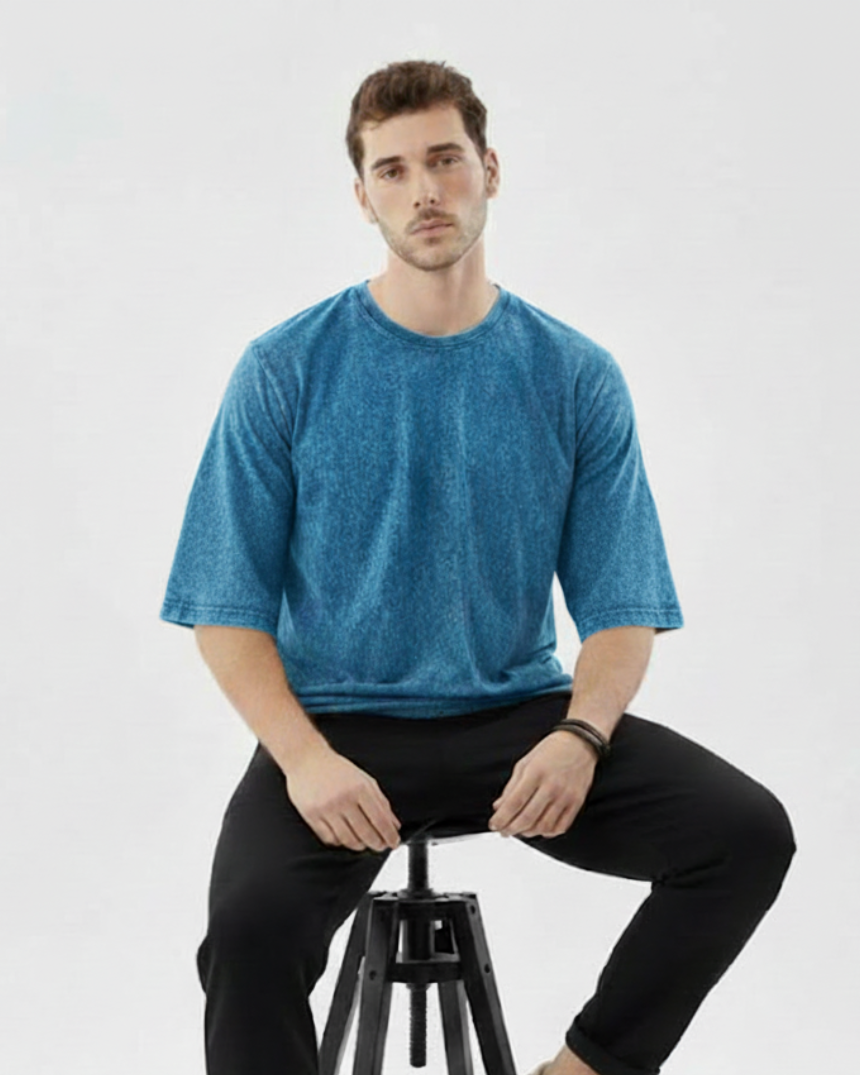 Oversized Ocean Blue Acid Wash T-Shirt