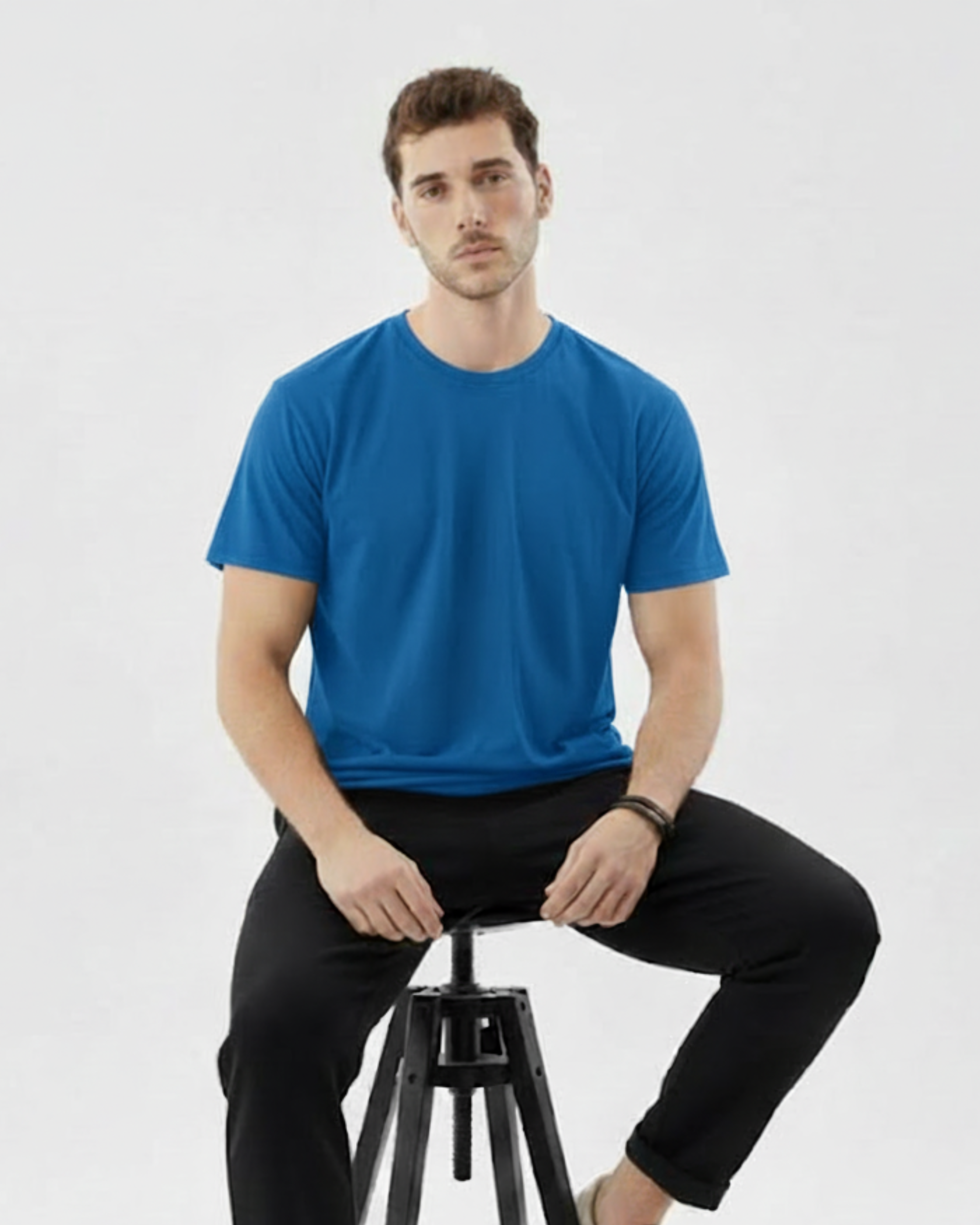 Plain Blue Cotton T-Shirt