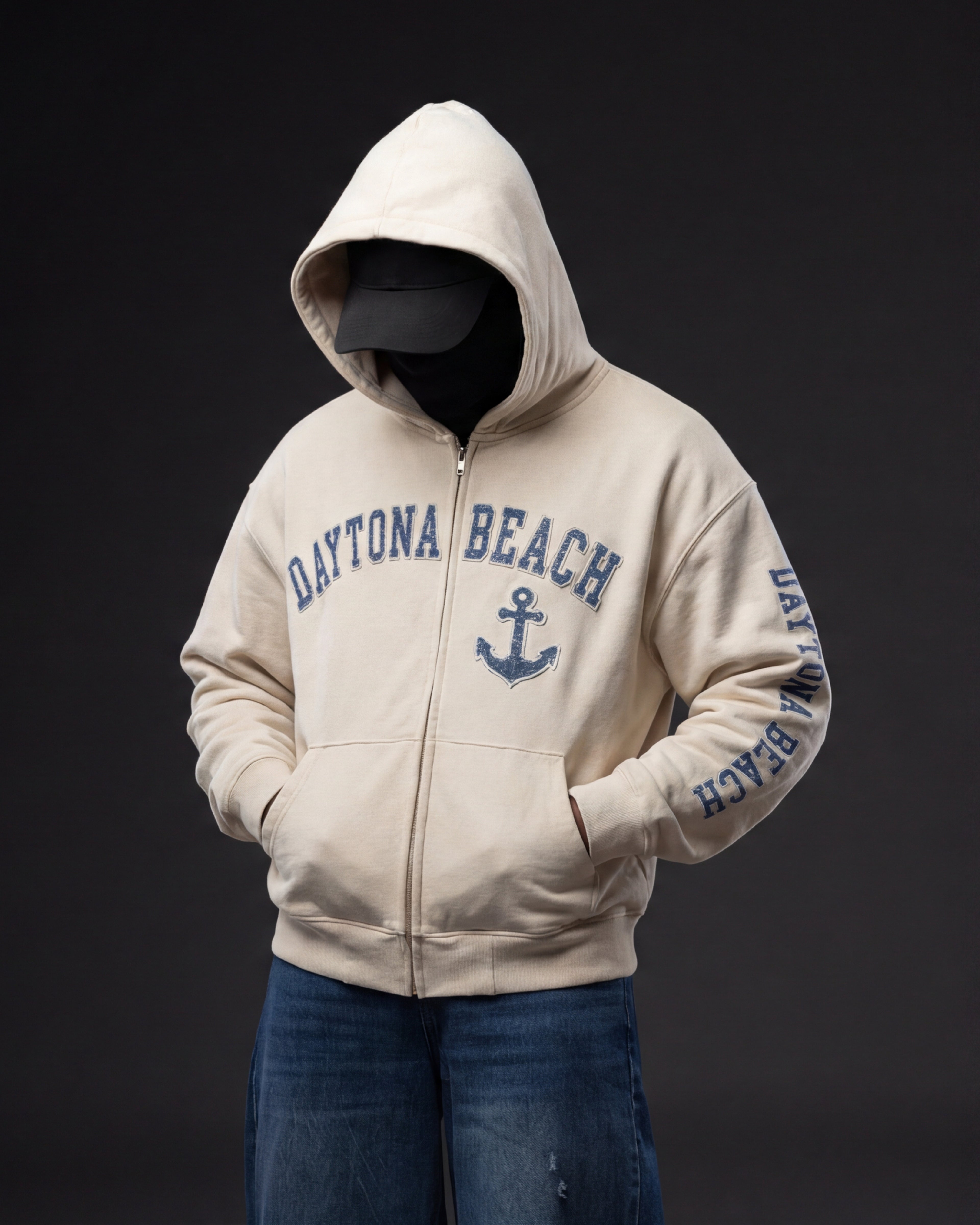 Daytona  Acid Wash Hoodie OFF WHITE color