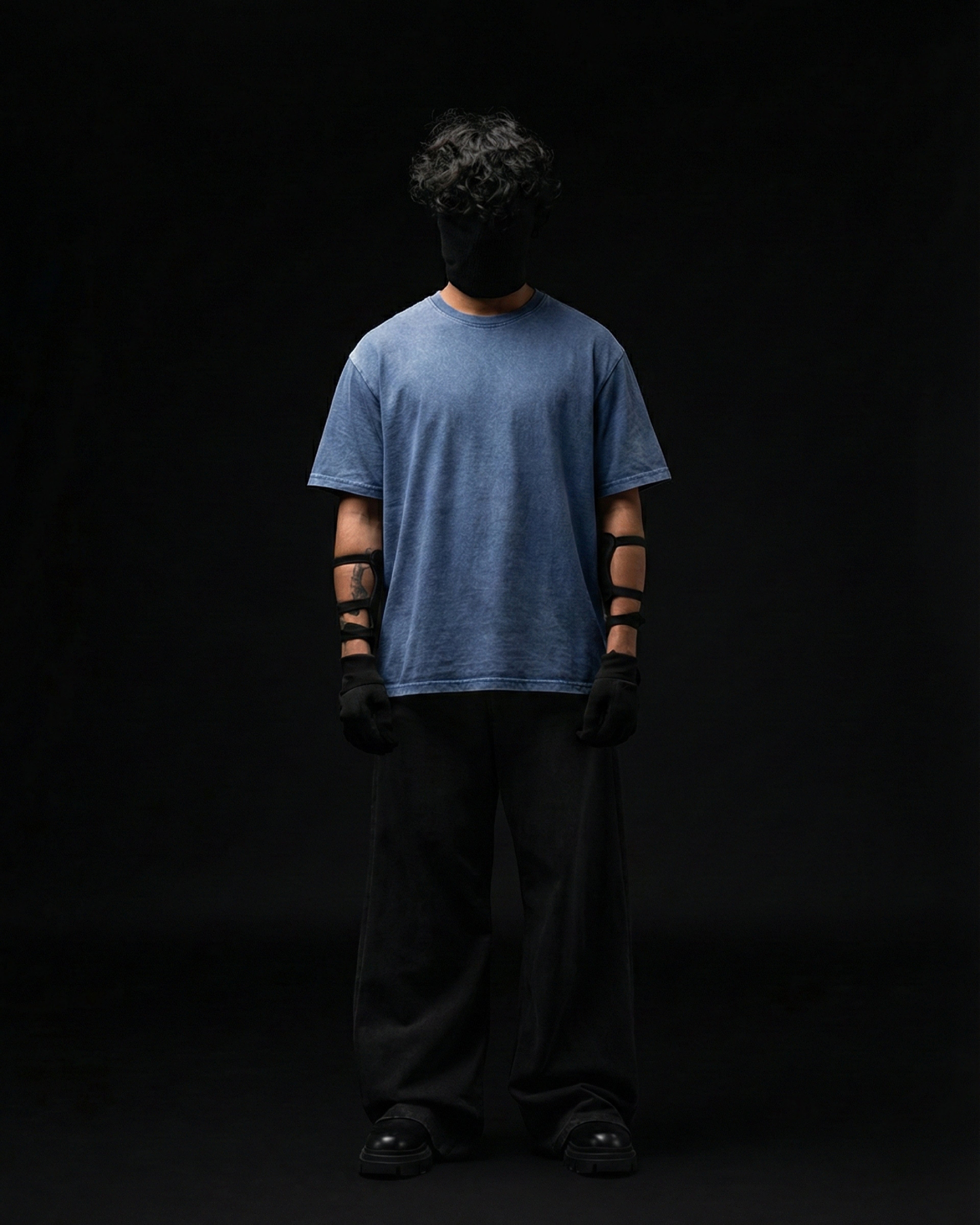 Navy Blue Acid Wash T-Shirt