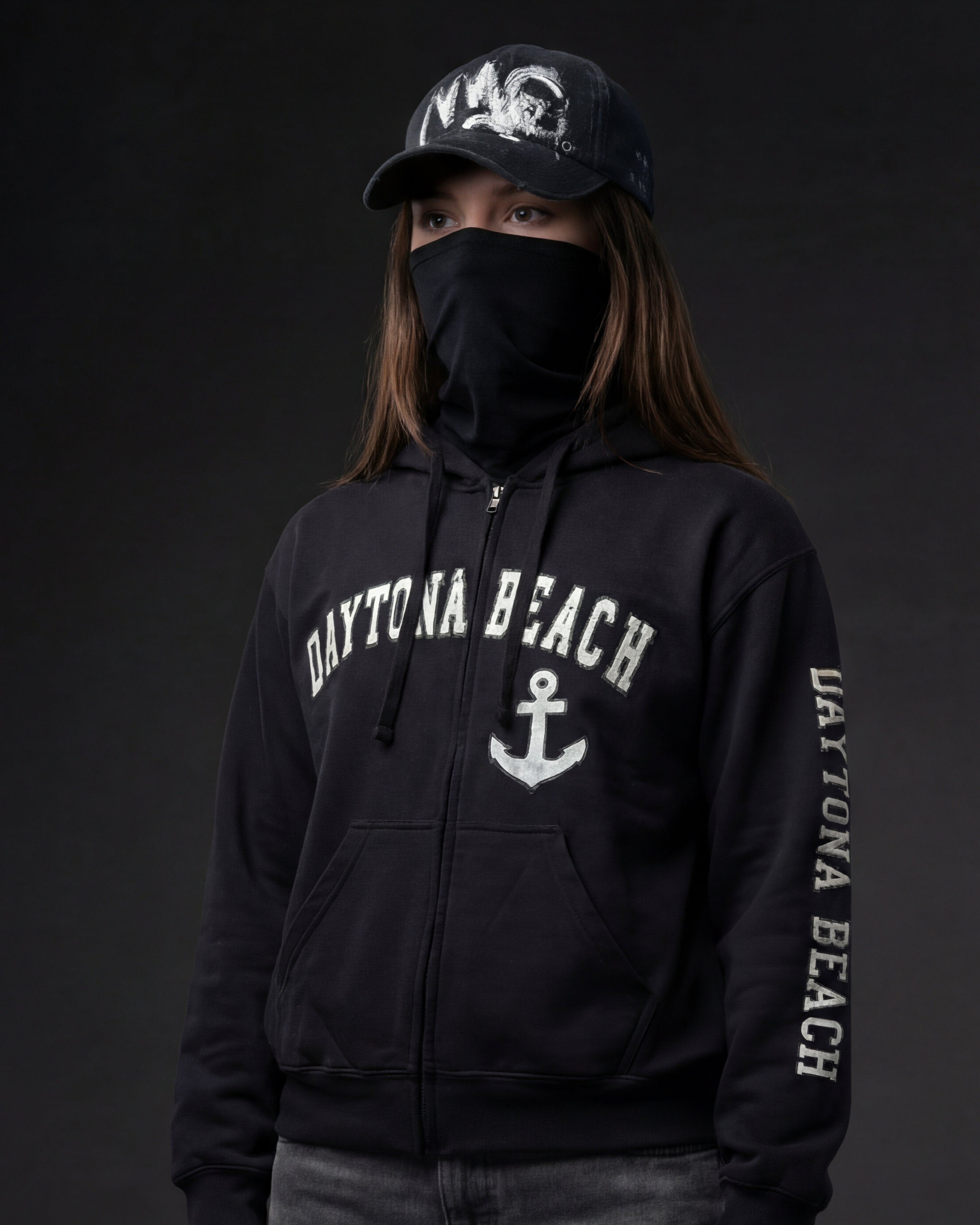 Daytona Hoodie Acid Wash Charcoal color