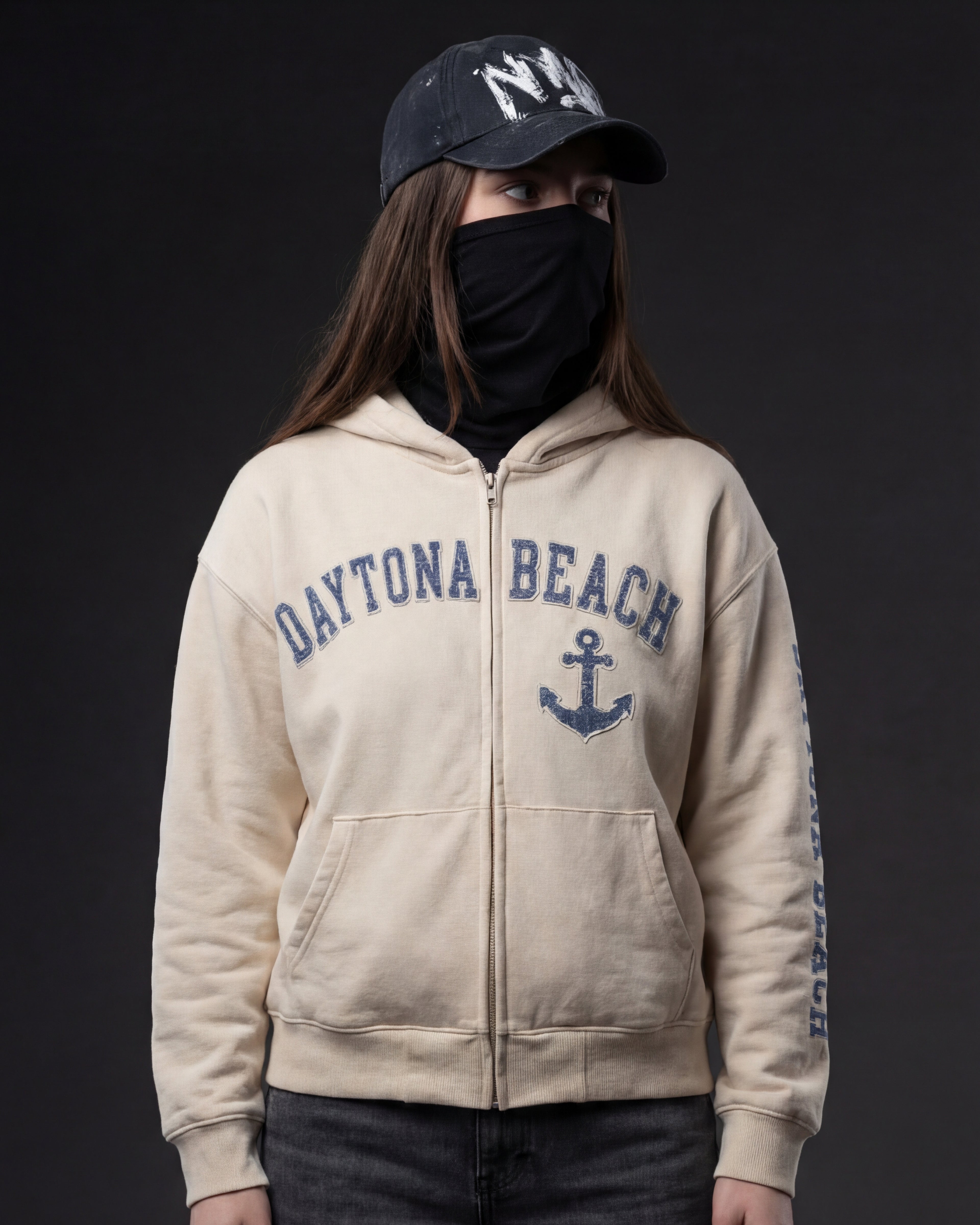 Daytona  Acid Wash Hoodie OFF WHITE color