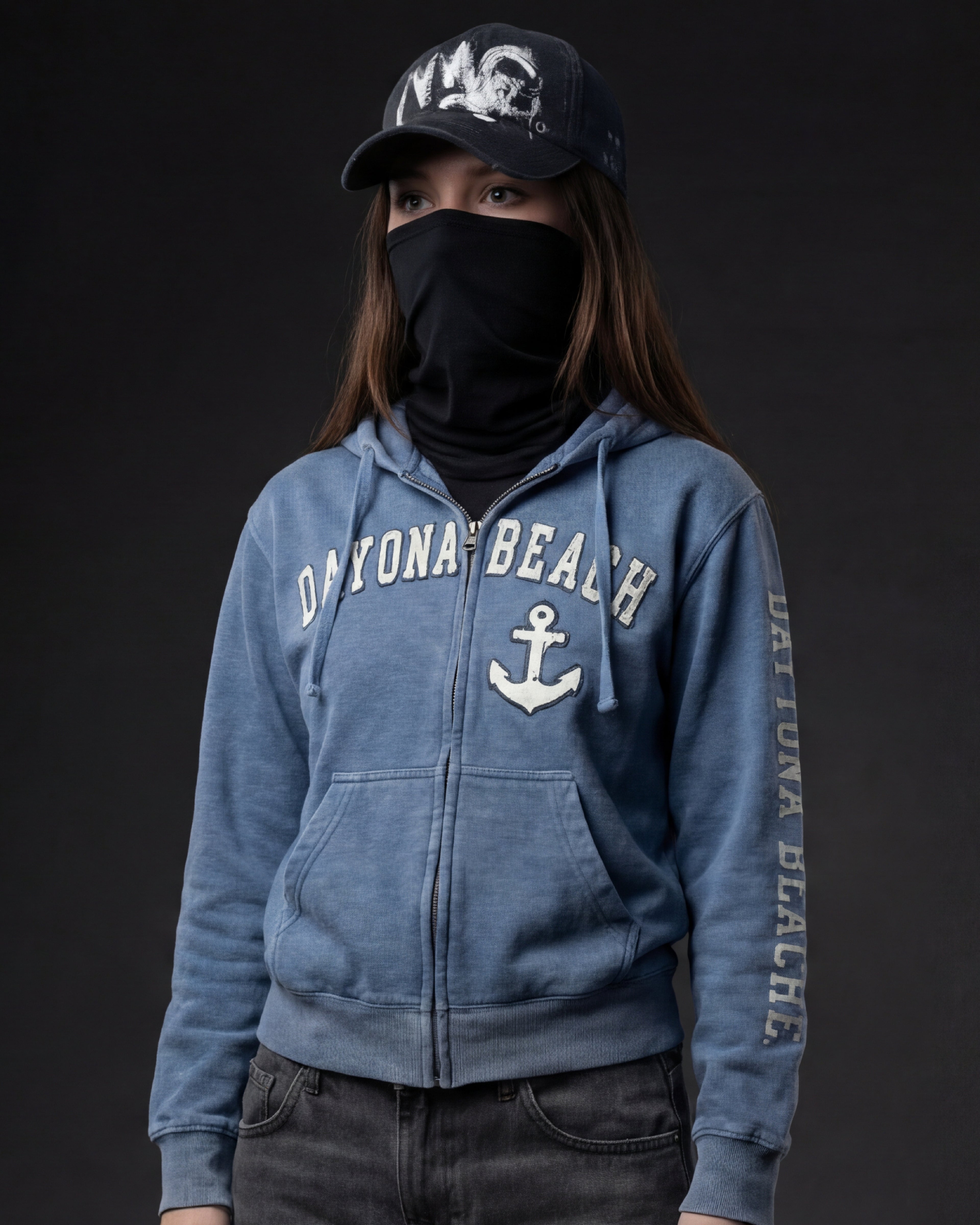 Daytona Hoodie acid wash Deep sea