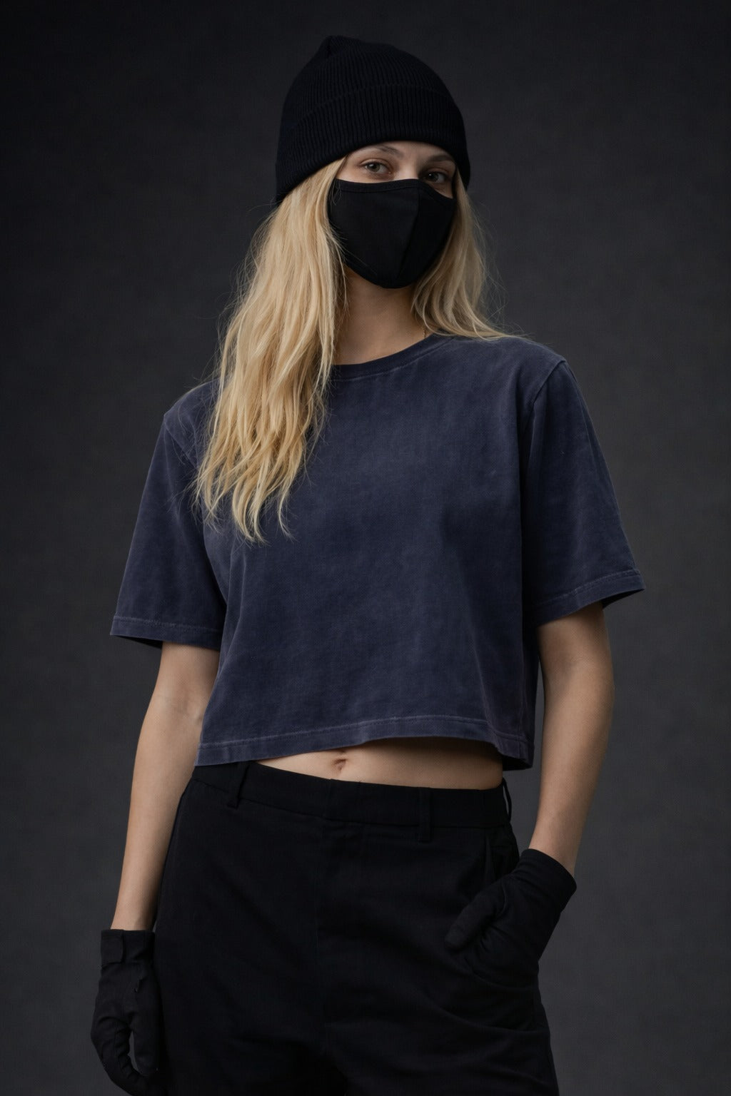 Charcoal Vintage Wash Cropped Oversized Acid Wash T-Shirt