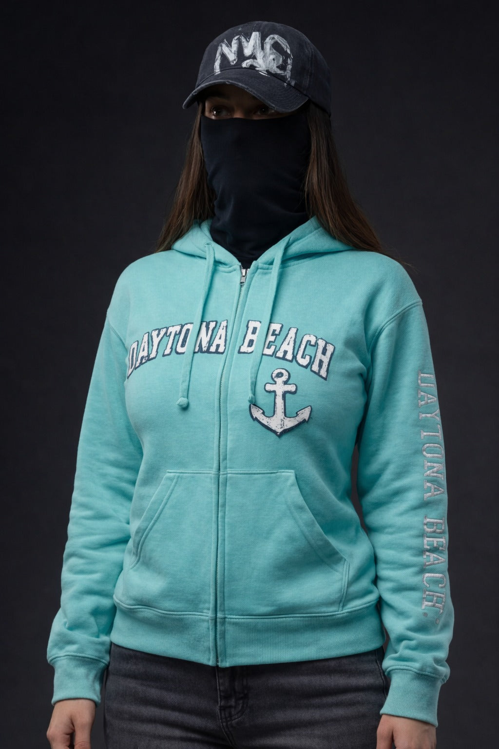 Daytona Acid wash Hoodie TEAL color